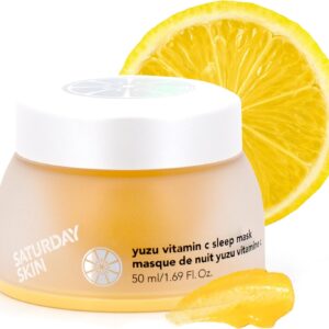Saturday Skin Yuzu Vitamin C Overnight Sleep Mask Regenerist Retinol Ultra Rich Face Moisturizer Cream Smooth Skin and Reduce Wrinkles Ideal for All Skin Types